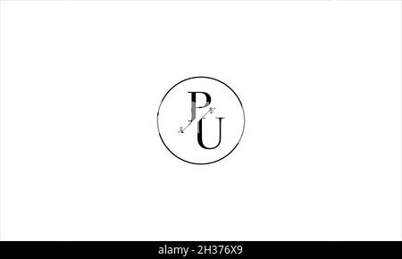 LETTERS PU LOGO DESIGN WITH NEGATIVE SPACE EFFECT FOR ILLUSTRATION USE Stock Vector