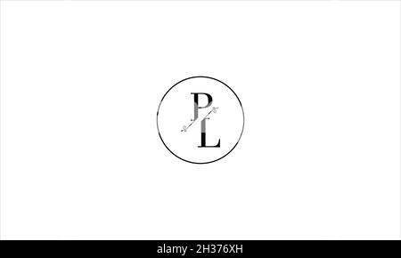 LETTERS PL LOGO DESIGN WITH NEGATIVE SPACE EFFECT FOR ILLUSTRATION USE Stock Vector