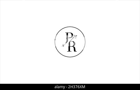LETTERS PR LOGO DESIGN WITH NEGATIVE SPACE EFFECT FOR ILLUSTRATION USE Stock Vector