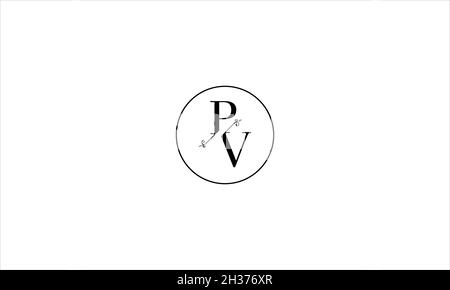 LETTERS PV LOGO DESIGN WITH NEGATIVE SPACE EFFECT FOR ILLUSTRATION USE Stock Vector