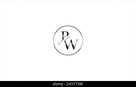 LETTERS PW LOGO DESIGN WITH NEGATIVE SPACE EFFECT FOR ILLUSTRATION USE Stock Vector