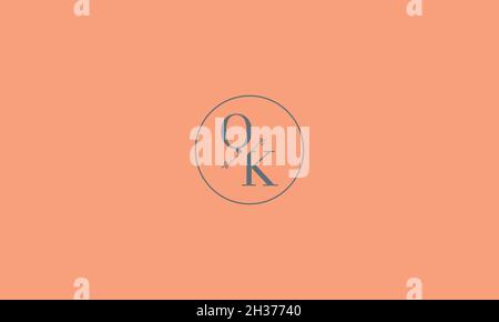 LETTERS QK LOGO DESIGN WITH NEGATIVE SPACE EFFECT FOR ILLUSTRATION USE Stock Vector