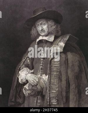 Jan Six, 1618 - 1700.  Leading figure in the Dutch Golden Age and good friend of Rembrandt who produced the painting this engraving is based on.  He was a serious art collector, playwright and in his old age the mayor of Amsterdam.  From an engraving by Johann Wilhelm Kaiser after a painting by Rembrandt. Stock Photo