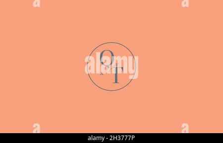 LETTERS QT LOGO DESIGN WITH NEGATIVE SPACE EFFECT FOR ILLUSTRATION USE Stock Vector