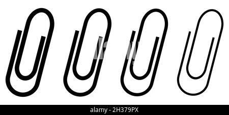 Attachment icon set. Paper clip icon with different thickness. Vector Illustration. EPS10 Stock Vector