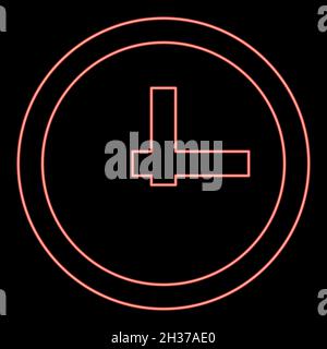 Neon clock red color vector illustration flat style light image Stock Vector
