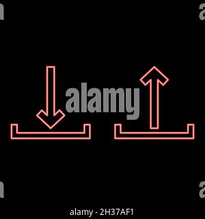 Neon sign upload and download red color vector illustration flat style light image Stock Vector