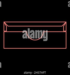 Neon stationary paper tray red color vector illustration flat style light image Stock Vector