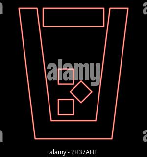 Neon glass with ice red color vector illustration flat style light image Stock Vector