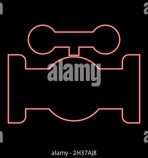 Neon valve red color vector illustration flat style light image Stock Vector