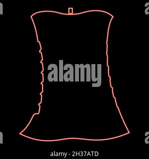 Neon apple core red color vector illustration flat style light image Stock Vector