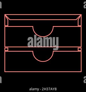 Neon two stationary paper tray red color vector illustration flat style light image Stock Vector
