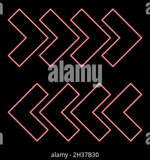 Neon traffic arrows red color vector illustration flat style light image Stock Vector