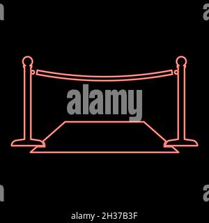 Neon red carpet red color vector illustration flat style light image Stock Vector