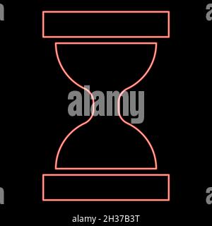 Neon hourglass red color vector illustration flat style light image Stock Vector