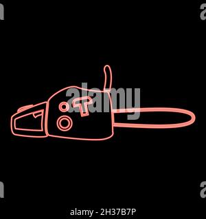Neon petrol powered saw red color vector illustration flat style light image Stock Vector