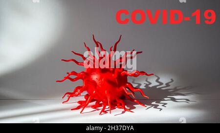 Inscription COVID-19 on white background. World Health Organization WHO introduced new official name for Coronavirus disease named COVID-19 Stock Photo