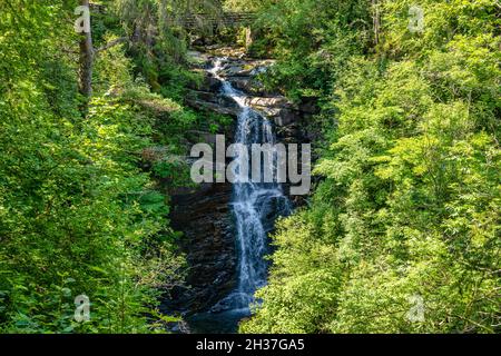 Upper Falls of Moness at Aberfeldy in Highland Perthshire, Scotland, UK Stock Photo