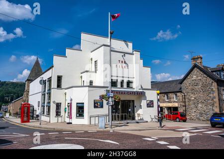 The Birks Cinema and Café Bar, an Art Deco building in the town centre of Aberfeldy, in Highland Perthshire, Scotland, UK Stock Photo