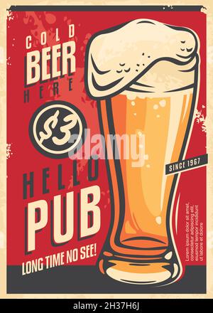 Retro beer poster. Vintage ad for pub. Concept drink vector illustration  Stock Vector Image & Art - Alamy