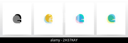 Stripes On The Foreground Letter Logo Design E Stock Vector