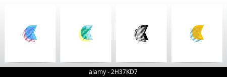 Stripes On The Foreground Letter Logo Design C Stock Vector
