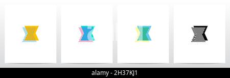 Stripes On The Foreground Letter Logo Design X Stock Vector