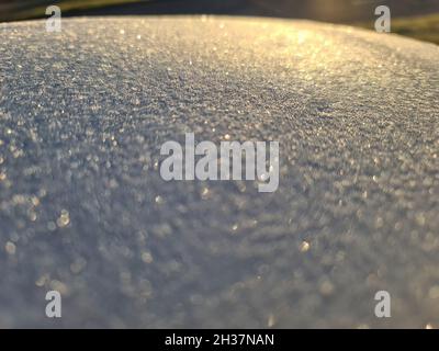 Bright sunlight on white frosty surface background Stock Photo