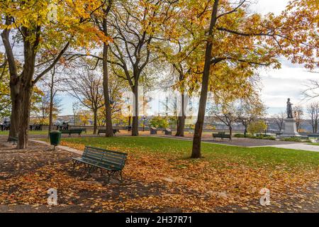 Quebec, Canada - October 20 2021 : Montmorency Park National Historic Site. Quebec City Old Town in autumn. Stock Photo