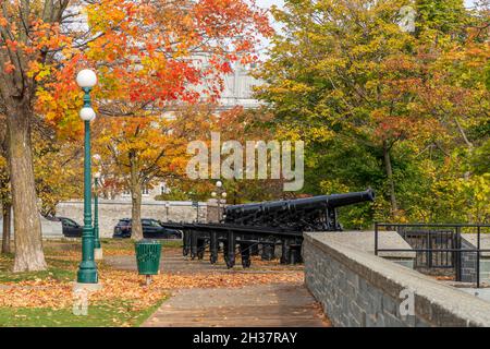 Quebec, Canada - October 20 2021 : Montmorency Park National Historic Site. Quebec City Old Town in autumn. Stock Photo