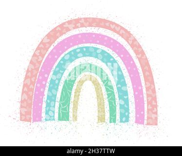 modern design pastel colored rainbow with ink splatter isolated on white background, vector illustration Stock Vector