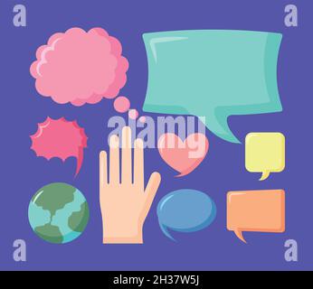 global hello items Stock Vector