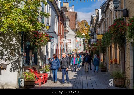 Quebec, Canada - October 20 2021 : Quartier du Petit Champlain in autumn season. A small commercial zone in Quebec City. Stock Photo