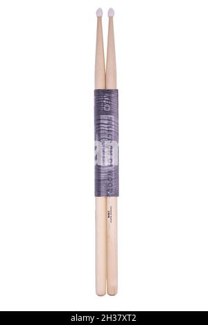 new drumsticks on a white background. Stock Photo