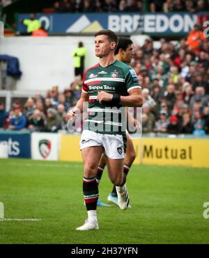 16.04.2023 Leicester, England. Rugby Union. Tigers captain Juli‡n Montoya  in action during the Gallagher Premiership match played between Leicester  Tigers and Exeter Chiefs at the Mattioli Woods Welford Road Stadium,  Leicester. ©