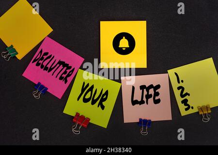 Handwriting text Declutter Your Life. Conceptual photo To eliminate extraneous things or information in life Multiple assorted collection office Stock Photo