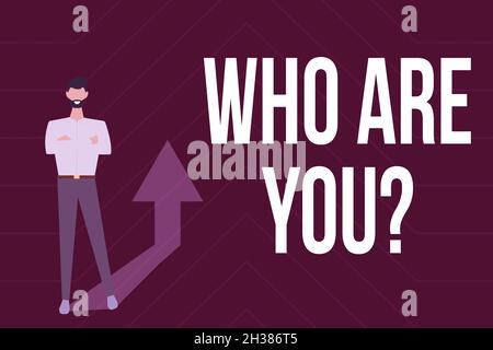 Text sign showing Who Are You Question. Word for asking about its identity or personal information Gathering Online Documents And Informations Stock Photo