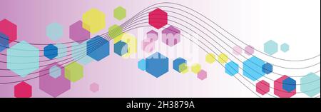 Colorful multicolored panoramic abstract background from different geometric shapes - Vector illustration Stock Vector