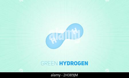H2 hydrogen symbol over a blast of energy. Green hydrogen energy concept. Stock Vector