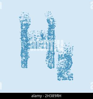 Green hydrogen concept. H2 hydrogen symbol constructed with bubbles on light backdrop. Stock Vector