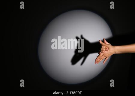 Woman performing a shadow play Stock Photo