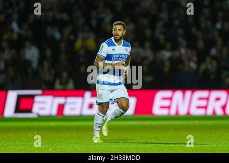 LONDON, UK. OCT 26TH QPR's Andre Gray during the Carabao Cup match between Queens Park Rangers and Sunderland at the Kiyan Prince Foundation Stadium., London on Tuesday 26th October 2021. (Credit: Ian Randall | MI News) Credit: MI News & Sport /Alamy Live News Stock Photo