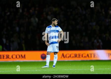 LONDON, UK. OCT 26TH QPR's Charlie Austin during the Carabao Cup match between Queens Park Rangers and Sunderland at the Kiyan Prince Foundation Stadium., London on Tuesday 26th October 2021. (Credit: Ian Randall | MI News) Credit: MI News & Sport /Alamy Live News Stock Photo