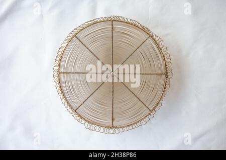 wicker food tray on a white background. Stock Photo