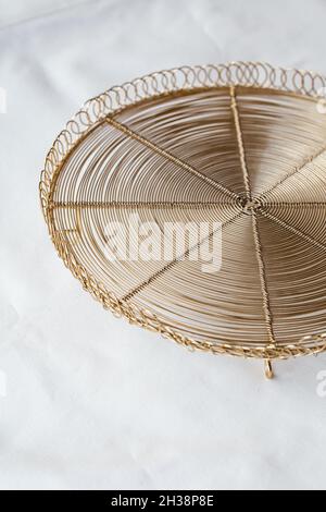 wicker food tray on a white background. Stock Photo