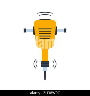 Jackhammer drill icon. Hammer sidewalk demolition repair web breaker tool vector vibration Stock Vector