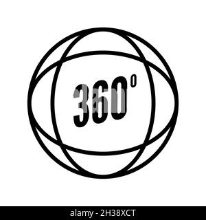 360 degree icon view vector circle pictogram. Rotate 360 degree view logo symbol 3d Stock Vector