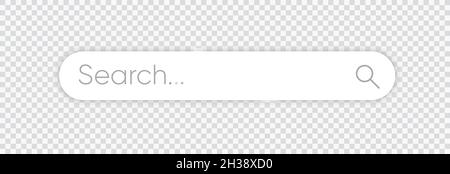 Search here. Search bar for ui. Search bar vector icons in flat design, isolated on transparent background with realistic shadow. Vector illustration. Stock Vector