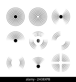 SIgnal sound wave icon circle. Pulse vector sonic digital graphic noise symbol wave Stock Vector