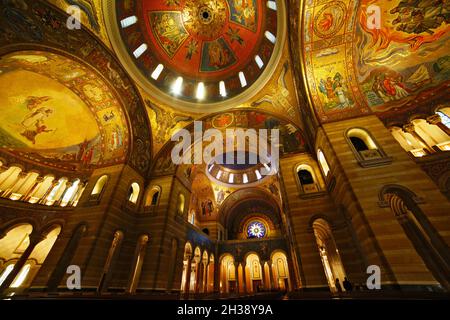 SAINT LOUIS, UNITED STATES - Jul 16, 2016: A low angle interior view of the Saint Louis Basilica, USA Stock Photo